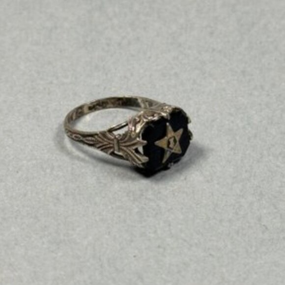 Antique Sterling Silver Eastern Star Ring - Picture 3 of 4